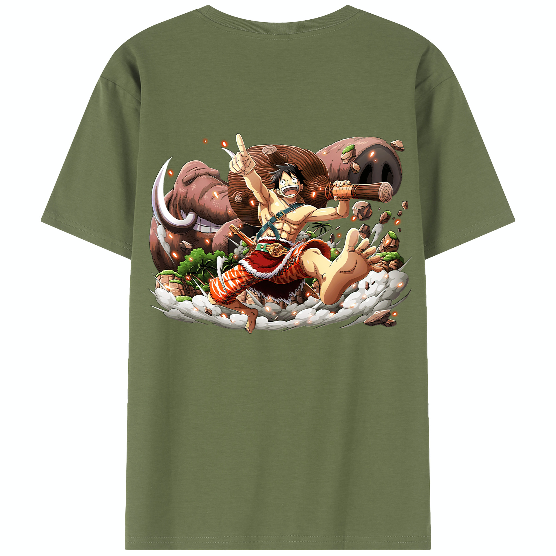 ワンピース モンキー・D・ルフィ ONE PIECE Monkey D. Luffy 綿100％半袖Tシャツ（背面プリント）